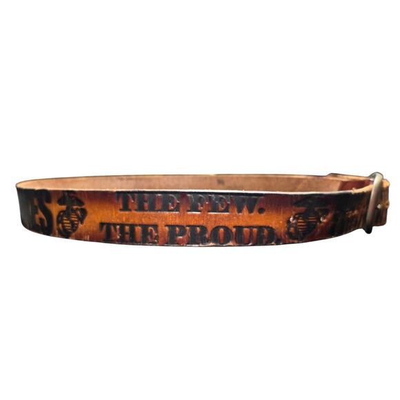 Vintage US Marine Corps The Few The Proud Commemorative Leather Tooled‎ Belt 38 - Picture 4 of 15